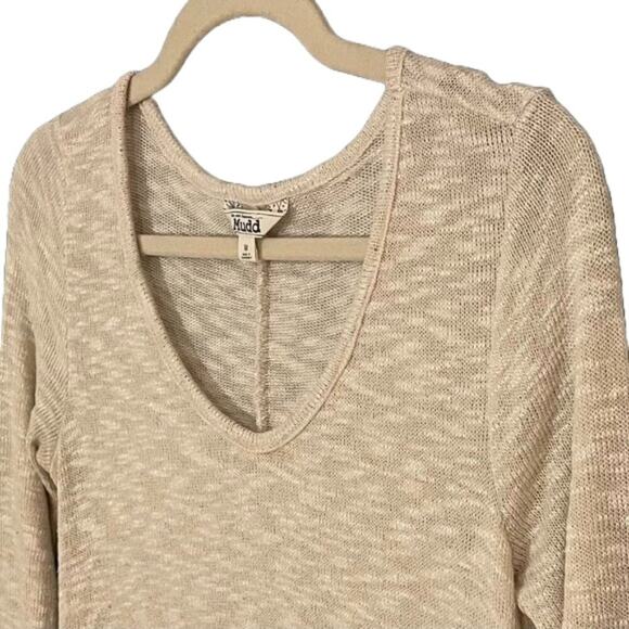 Mudd Cream/Tan High Low, Asymmetrical, Flowy, Tunic, Sweater, Size M - Picture 3 of 11